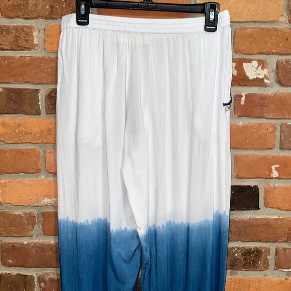 Boheme By Skemo White And Blue Dip Dye Jogger Pants Size Large - Picture 5 of 7